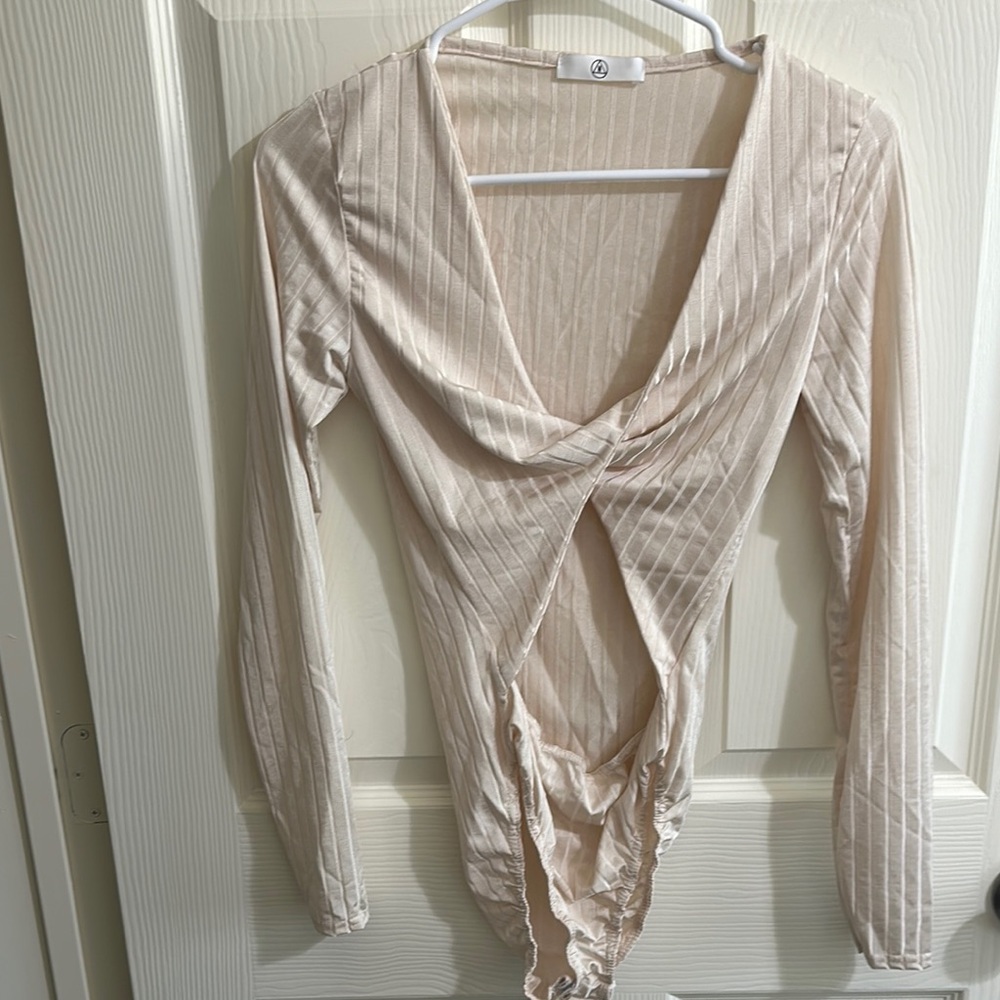 Missguided Multicolored V-Neck Long Sleeve Bodysuit
